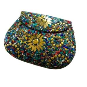 Ramla Boho Mosaic Chain Bag I Beaded Stone Crossbody |Festival Statement Purse